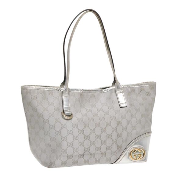 GUCCI GG Canvas Tote Bag Silver - Picture 1 of 16